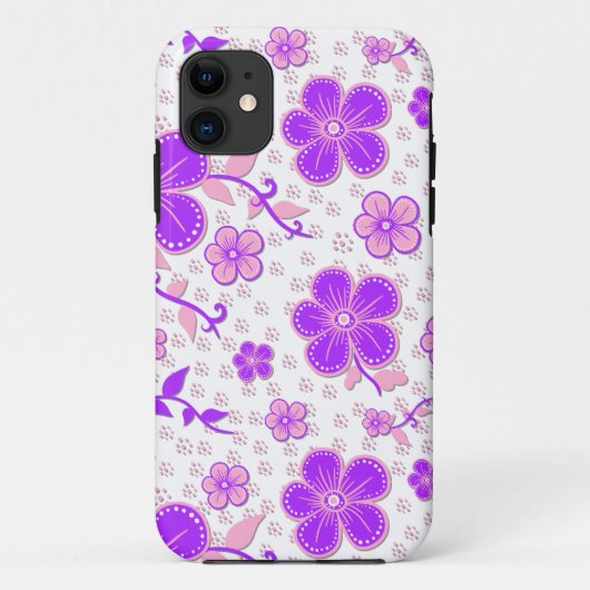 Coques Case-Mate iPhone Aquarelle florale simple impression violet et rose (Dos)