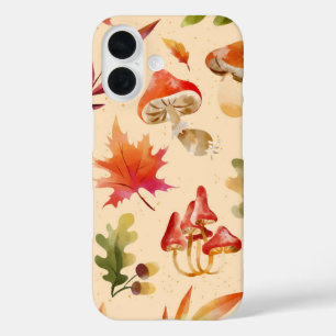 Coques iPhone 16 Aquarelle Forêt d'automne Feuilles et champignons