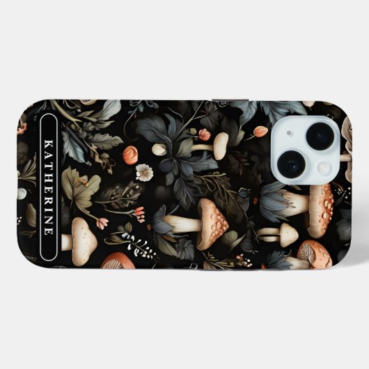 Coques Case-Mate iPhone Aquarelle Forêt Verdure Champignons Automne (Verso (horizontal))