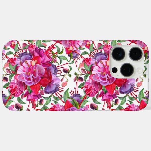 Coques Case-Mate iPhone Aquarelle Fuchsia Blooms (Verso (horizontal))