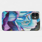 Coques Case-Mate iPhone Aquarelle gothique bleu violet art rose (Dos (Horizontal))