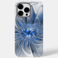 Aquarelle gris bleu Abstrait Fractal Art Flower