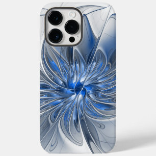Coque Pour Pour iPhone 14 Pro Max Aquarelle gris bleu Abstrait Fractal Art Flower