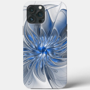 Case-Mate iPhone Case Aquarelle gris bleu Abstrait Fractal Art Flower