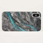 Coques Case-Mate iPhone Aquarelle gris et turquoise (Dos (Horizontal))