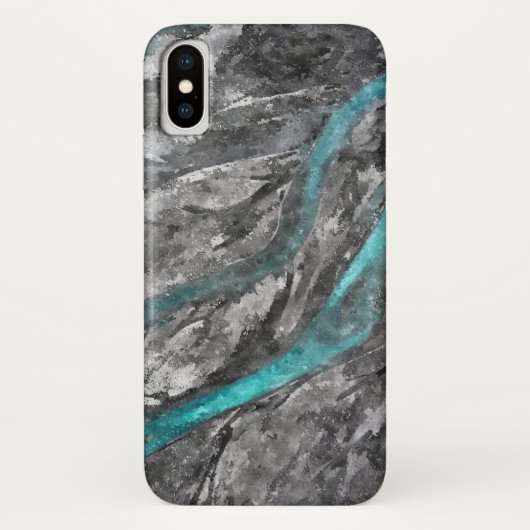 Coques Case-Mate iPhone Aquarelle gris et turquoise (Dos)