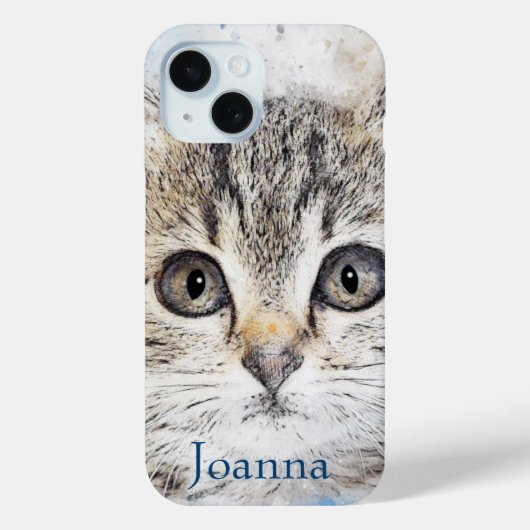 Coques Case-Mate iPhone Aquarelle Gris Kitts sur Bleu (Verso)