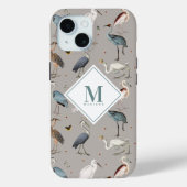 Coques Case-Mate iPhone Aquarelle Heron Bird Egret Nature Monogramme (Verso)