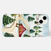 Coques Case-Mate iPhone Aquarelle Hiver Paysage rustique avec Fir Trees (Verso (horizontal))