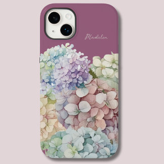 Coque Pour iPhone 14 Plus Aquarelle Hydrangea Antique Fuchsia Personnalisé