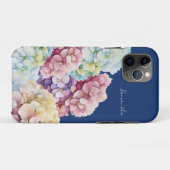 Coques Case-Mate iPhone Aquarelle Hydrangea bleu personnalisé (Dos (Horizontal))