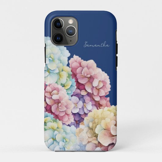 Coques Case-Mate iPhone Aquarelle Hydrangea bleu personnalisé (Dos)