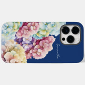 Coques Case-Mate iPhone Aquarelle Hydrangea bleu personnalisé (Verso (horizontal))