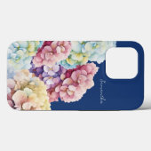 Coques Case-Mate iPhone Aquarelle Hydrangea bleu personnalisé (Verso (horizontal))