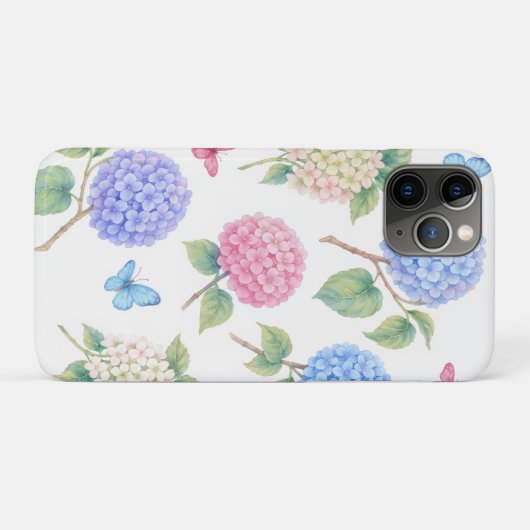 Coques Case-Mate iPhone Aquarelle Hydrangea Floral (Dos (Horizontal))