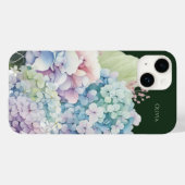 Coques Case-Mate iPhone Aquarelle Hydrangea Personnalisé Vert (Verso (horizontal))