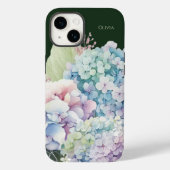 Coques Case-Mate iPhone Aquarelle Hydrangea Personnalisé Vert (Verso)