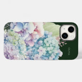 Coques Case-Mate iPhone Aquarelle Hydrangea Personnalisé Vert (Verso (horizontal))