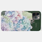Coques Case-Mate iPhone Aquarelle Hydrangea Personnalisé Vert (Dos (Horizontal))