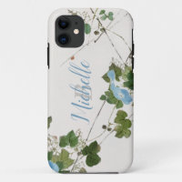 Aquarelle japonaise Fleur Bleue Botanique