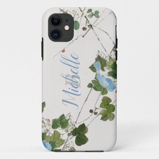 Coques Case-Mate iPhone Aquarelle japonaise Fleur Bleue Botanique (Dos)