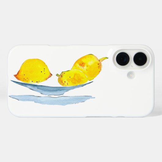 Coques Case-Mate iPhone Aquarelle jaune citron (Verso (horizontal))