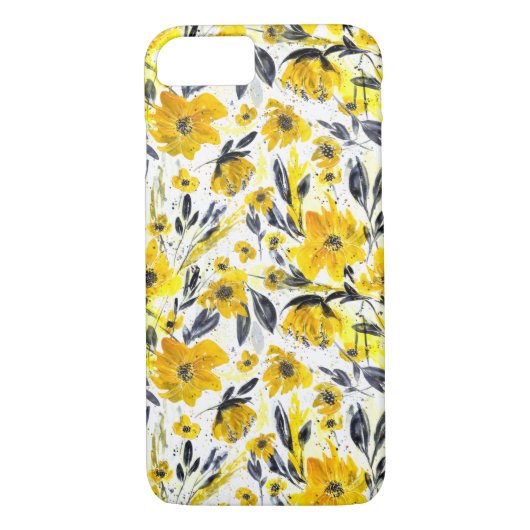 Coques Case-Mate iPhone Aquarelle jaune et gris (Dos)