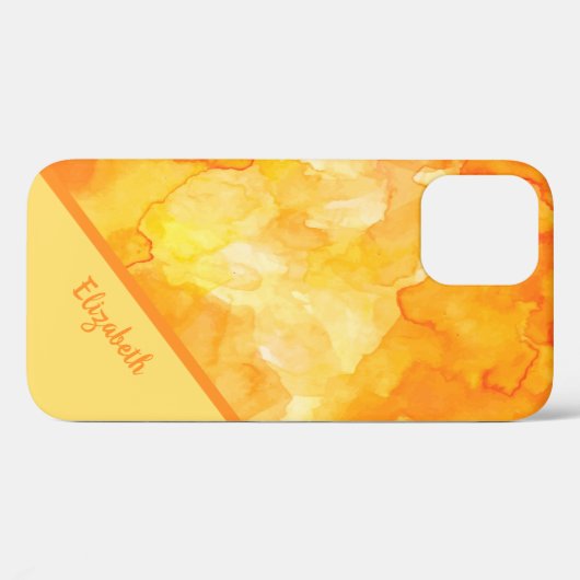 Coques Case-Mate iPhone Aquarelle jaune orange chic personnalisée (Verso (horizontal))