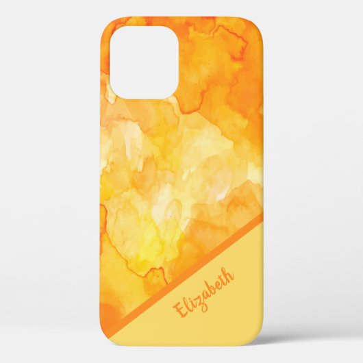 Coques Case-Mate iPhone Aquarelle jaune orange chic personnalisée (Verso)
