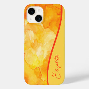 Coque Pour iPhone 14 Aquarelle jaune-orange personnalisée