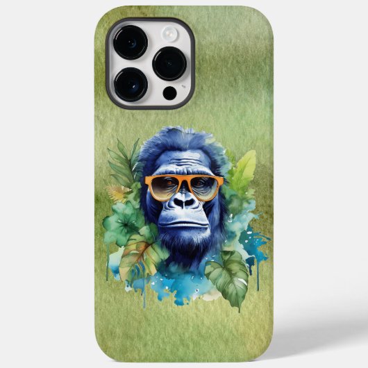 Coques Case-Mate iPhone Aquarelle Jungle Gorilla avec lunettes de soleil e (Verso)