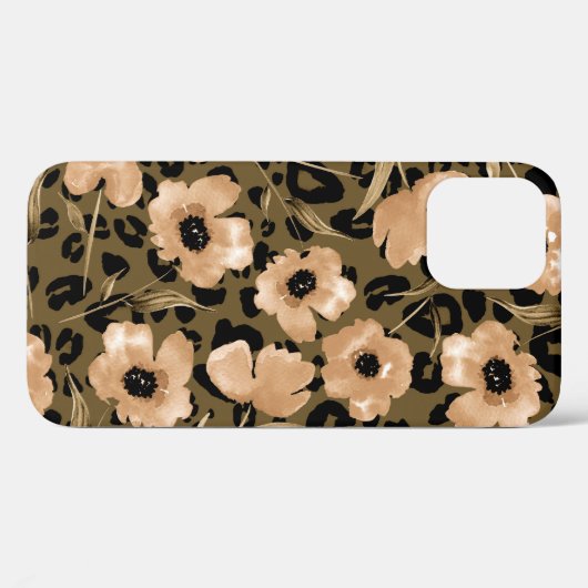 Coques Case-Mate iPhone Aquarelle léopard floral : Motif sans fin (Verso (horizontal))