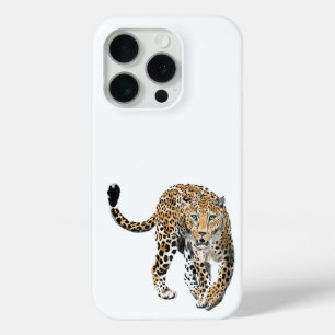 Coque iPhone 15 Pro aquarelle léopard jungle chat animal peint vert