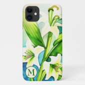 Coques Case-Mate iPhone Aquarelle Lys Blanc avec Monogramme (Dos)