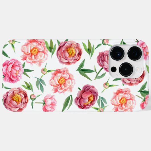 Coques Case-Mate iPhone Aquarelle Maroon Peonies (Verso (horizontal))