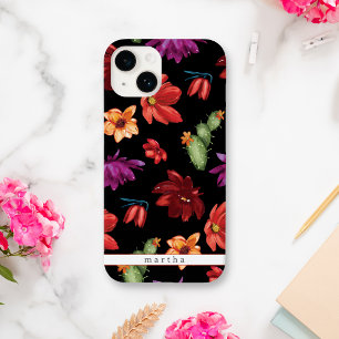 Coque Pour iPhone 14 Aquarelle mexicaine Fleur noire