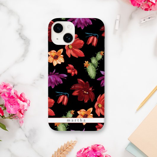 Coques Case-Mate iPhone Aquarelle mexicaine Fleur noire