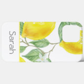 Coques Case-Mate iPhone Aquarelle mignonne Feuille citron Monogramme (Verso (horizontal))