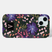 Coques Case-Mate iPhone Aquarelle mignonne Fleur sauvage Monogramme initia (Verso (horizontal))