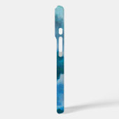 Coques Case-Mate iPhone Aquarelle moderne bleu et vert sur mesure Monogram (Verso / Gauche)