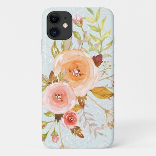 Coques Case-Mate iPhone Aquarelle moderne Bleu n Rose Floral Rose Folio (Dos)