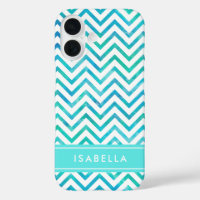 Aquarelle moderne Chevron Motif bleu et blanc
