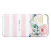 Coques Case-Mate iPhone Aquarelle MODERNE Chic Large Stripes avec Rose (Dos (Horizontal))