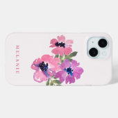 Coques Case-Mate iPhone Aquarelle moderne chic rose Floral (Verso (horizontal))