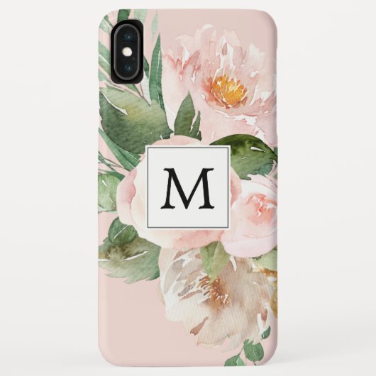 Coques Case-Mate iPhone Aquarelle moderne Fleurs roses Monogrammes (Dos)