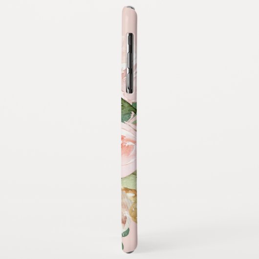 Coques Case-Mate iPhone Aquarelle moderne Fleurs roses Monogrammes (Dos/Gauche)