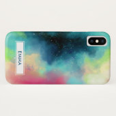 Coques Case-Mate iPhone Aquarelle moderne Green & Red Space Nebula (Dos (Horizontal))
