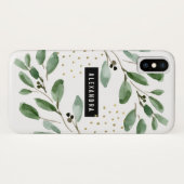 Coques Case-Mate iPhone Aquarelle moderne Verdure et or (Dos (Horizontal))