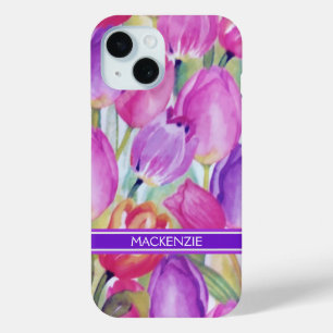 Coque Pour iPhone 15 Aquarelle Monogramme