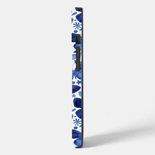 Coques Case-Mate iPhone Aquarelle Monogramme Bleu (Verso / Gauche)